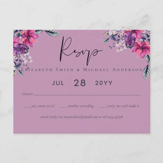 Fuchsia Dreams Co-ordinates Sage and Deep Pink Postcard (Front)