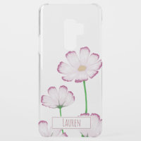 Fuchsia Edged Pink Cosmos with Boxed Name Uncommon Samsung Galaxy S9 Plus Case