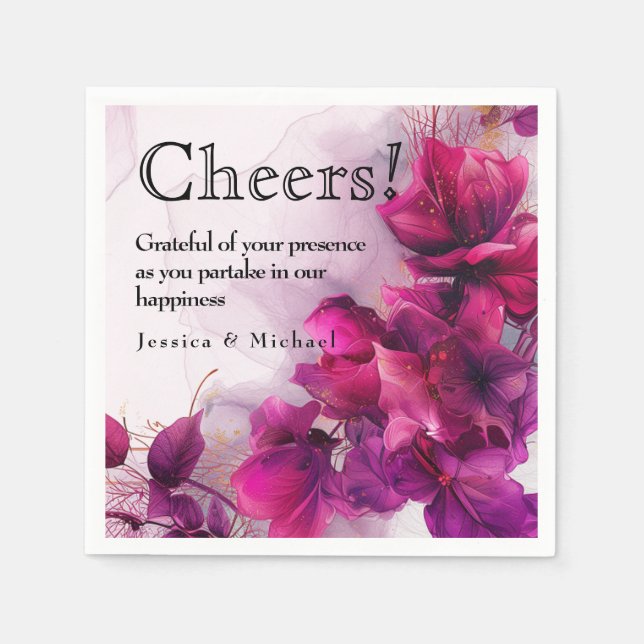  Fuchsia Enchantment: Watercolor  Napkins (Front)