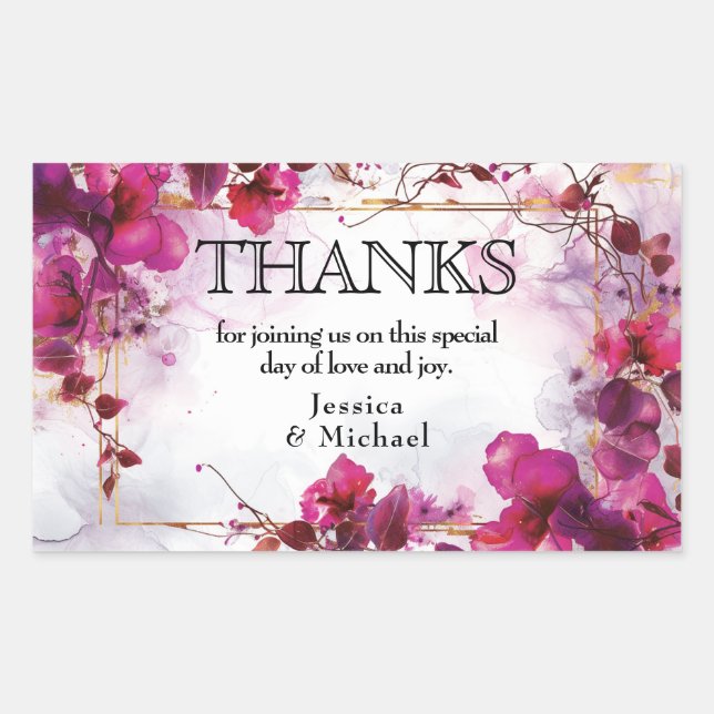 💗 Fuchsia Enchantment: Watercolor  Rectangular Sticker (Front)