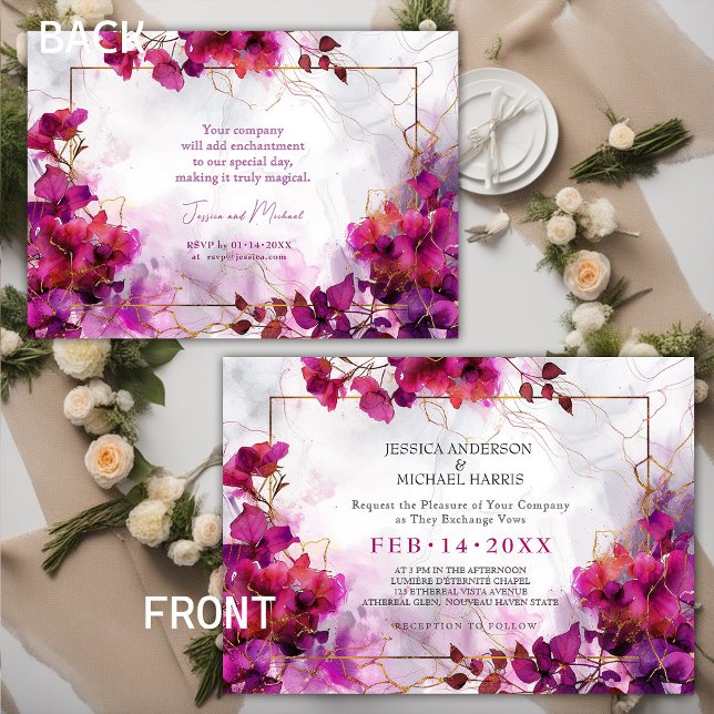 Fuchsia Enchantment: Watercolor Wedding Invitation (Fuchsia Enchantment: Watercolor Wedding Invitation)
