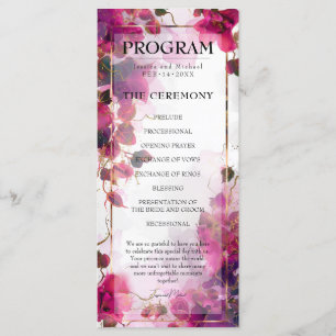 Fuchsia Enchantment: Watercolor wedding program