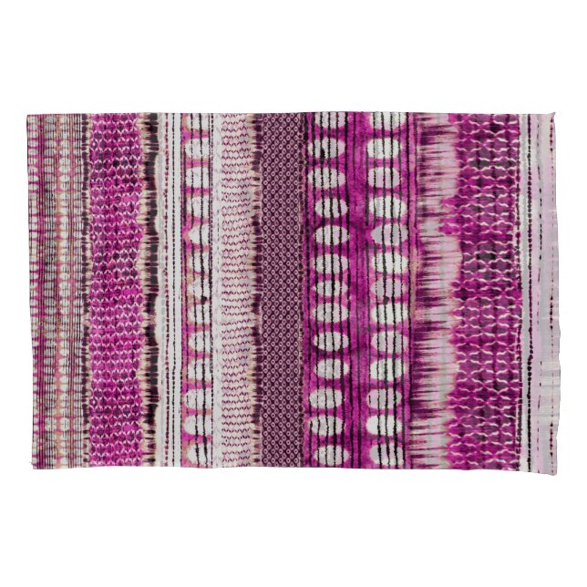 Fuchsia Ethnic Border Abstract Pillow Case (Front)