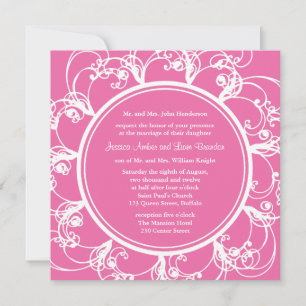 Fuchsia Fancy Floral Wedding Invitation