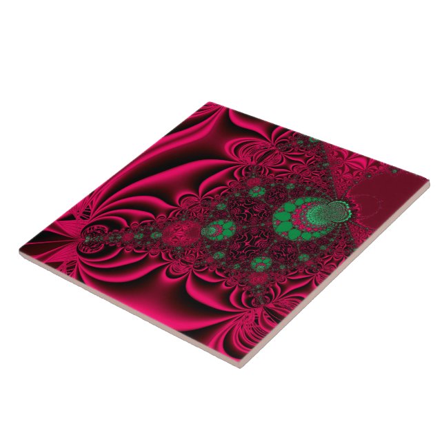 Fuchsia Fantasy Fractal Ceramic Tile (Side)