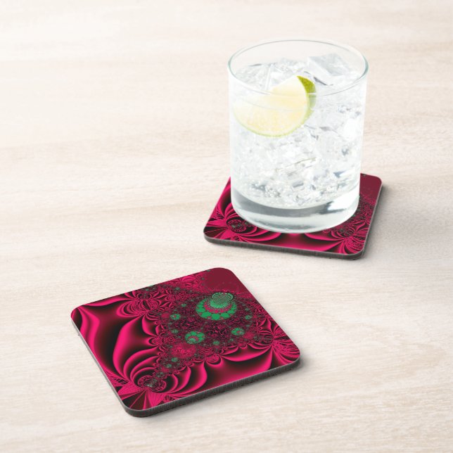 Fuchsia Fantasy Fractal Coaster (Right Side)