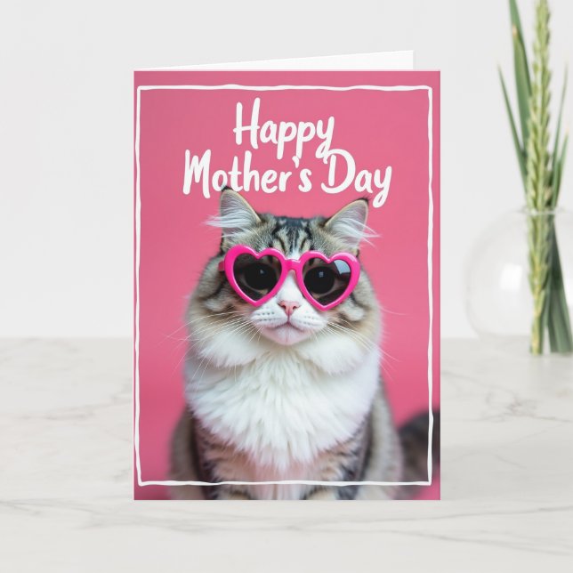 Fuchsia Feline Mothers Day Card (Front)