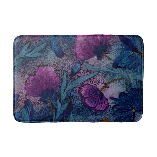 Fuchsia floral bath mat (Front)