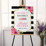 Fuchsia Floral Black White Stripes Bridal Shower Foam Board<br><div class="desc">Make your bridal shower stand out with this stunning Fuchsia Floral Black White Stripes Welcome Sign! The bold fuchsia flowers and chic black and white stripes create a modern and sophisticated look that's perfect for any stylish bride-to-be. Customize the template with Zazzle's design tool and add your own text to...</div>