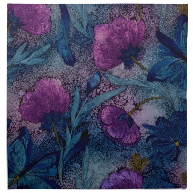 Fuchsia floral cloth napkin (Front)