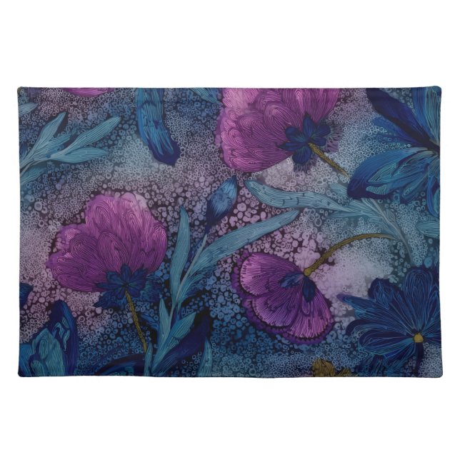 Fuchsia floral cloth placemat (Front)