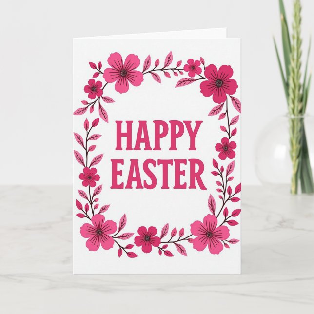 Fuchsia Floral Easter Card (Front)