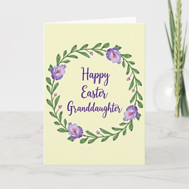 Fuchsia Floral Easter Granddaughter Card (Front)