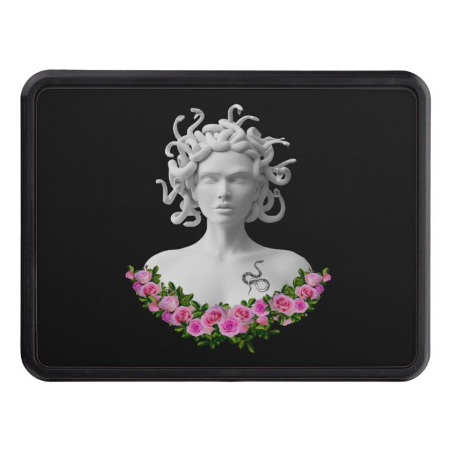 Fuchsia Floral Medusa Gorgon Greek Mythology Hitch Cover (Front)