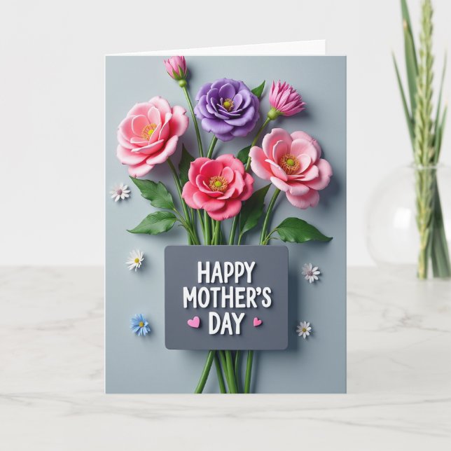 Fuchsia Floral Message Texture Card (Front)