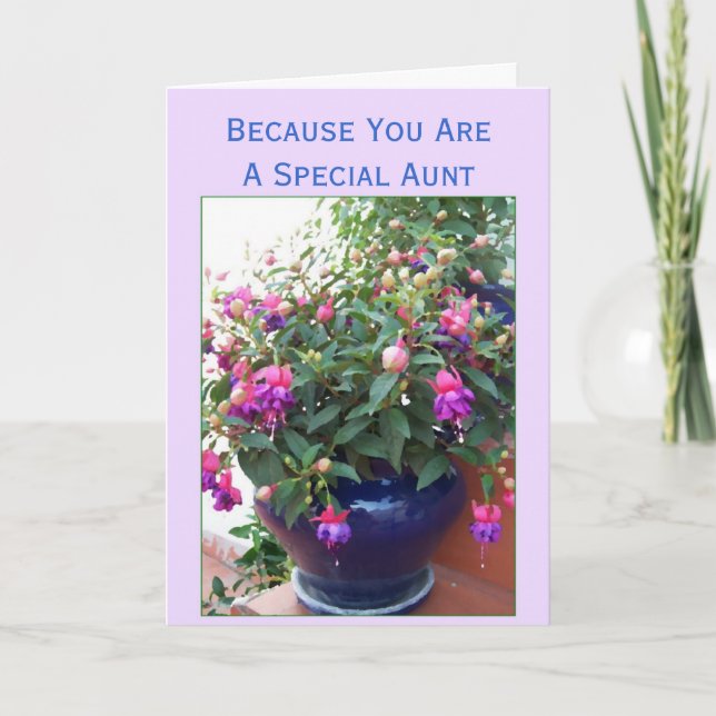 Fuchsia Floral Personalised Aunt Birthday Card (Front)