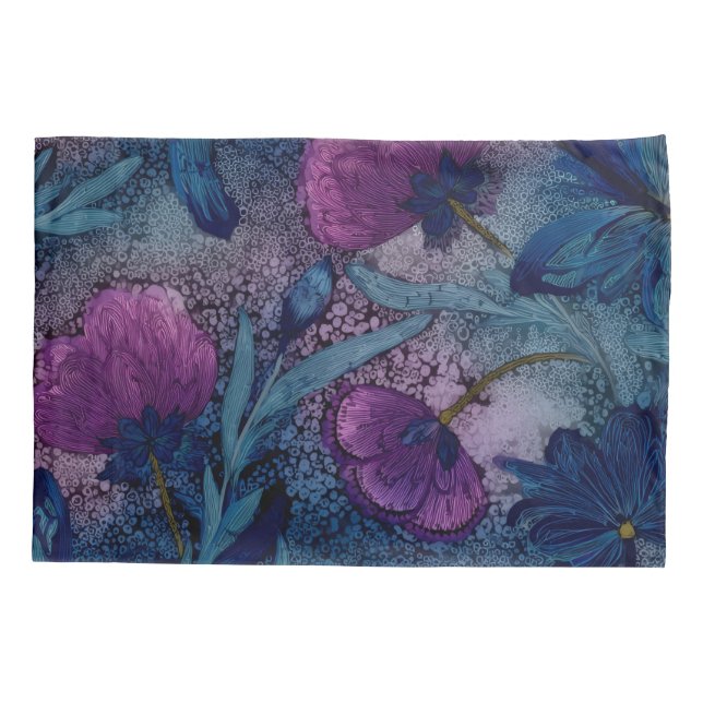 Fuchsia floral pillow case (Back)
