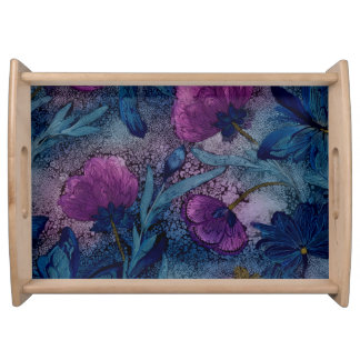 Fuchsia floral serving tray