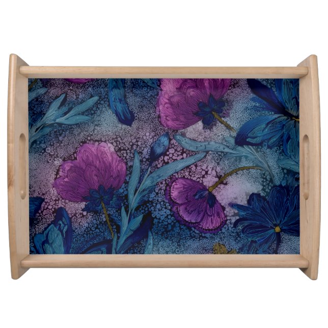 Fuchsia floral serving tray (Front)