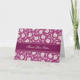 Fuchsia Floral Sister Thank You Bridesmaid Card