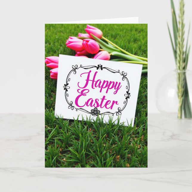 Fuchsia Floral Spring Card (Front)