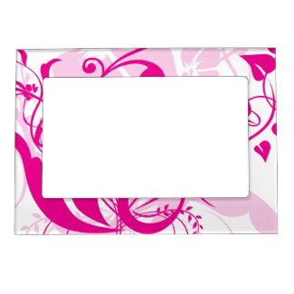 Fuchsia Floral Swirls Mother's Day Picture Frame Magnets