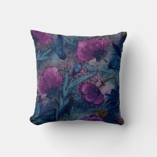 Fuchsia floral throw pillow