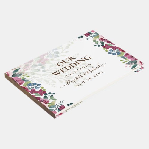 Fuchsia Floral Wedding Guest Book