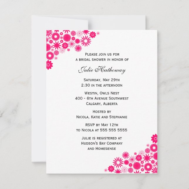 Fuchsia Florals Bridal Shower Invitation (Front)