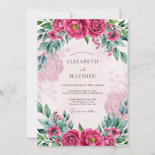 Fuchsia Flourishing Spring Wedding Invitation