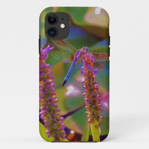 Fuchsia  flower and dragon fly iPhone 11 case
