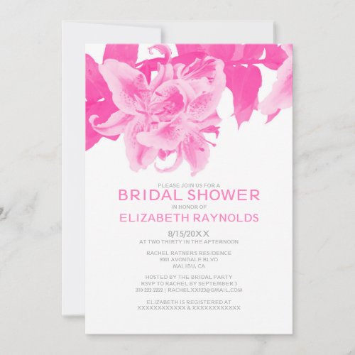 Fuchsia Flower Bridal Shower Invitations