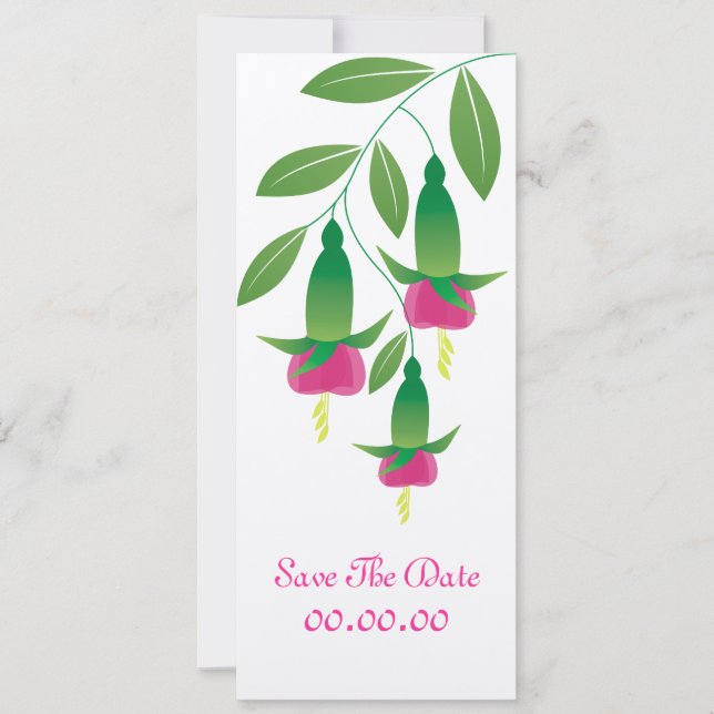 Fuchsia  Flower Luxurious Save The Date Invitation (Front)