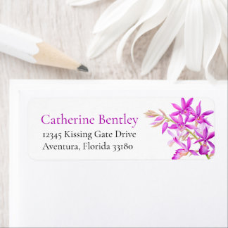 Fuchsia flower pink wedding reply address label