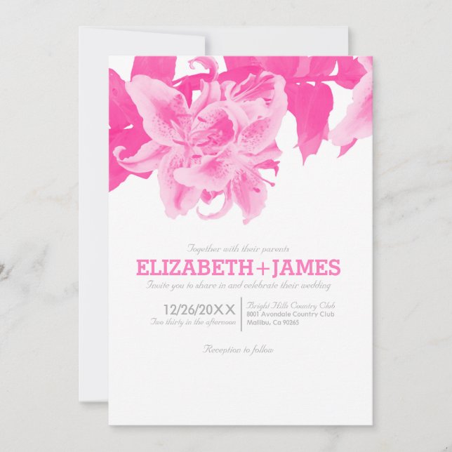Fuchsia Flower Wedding Invitations (Front)