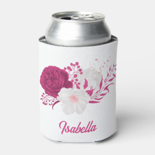 fuchsia flowers botanical wedding can cooler
