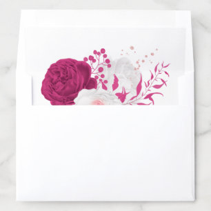 fuchsia flowers botanical wedding envelope liner