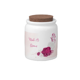 fuchsia flowers botanical wedding favor bag candy jar