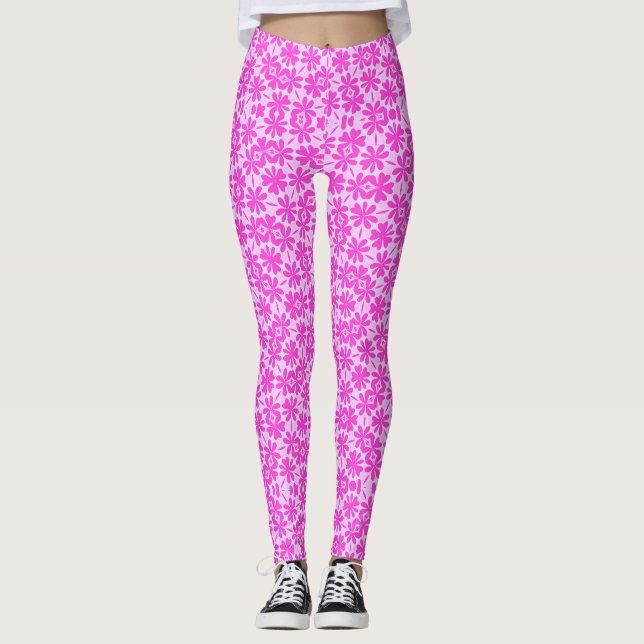 Fuchsia Flowers Leggings (Front)
