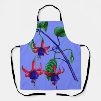 fuchsia flowers print apron