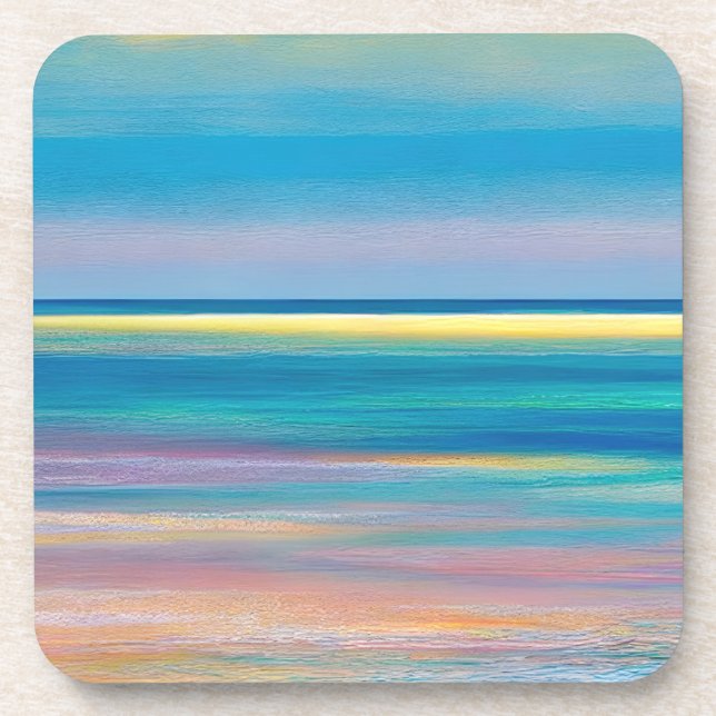 "Fuchsia Fusion" Abstract Seascape Beverage Coaster (Front)
