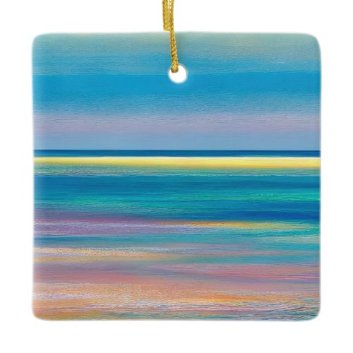 "Fuchsia Fusion" Abstract Seascape Ceramic Ornament