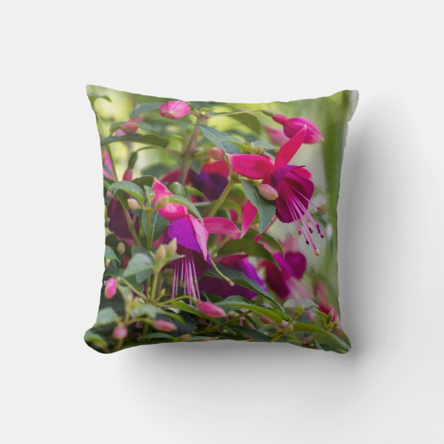 Fuchsia Garden Throw Pillow (Front)