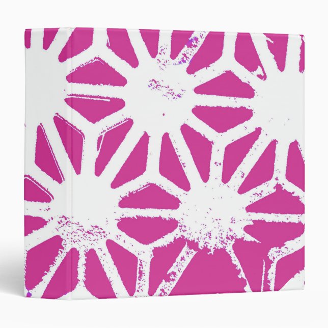 Fuchsia geometric pattern 3 ring binder (Front/Spine)