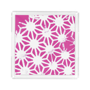 Fuchsia geometric pattern acrylic tray