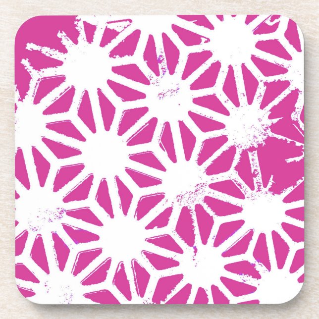 Fuchsia geometric pattern beverage coaster (Front)