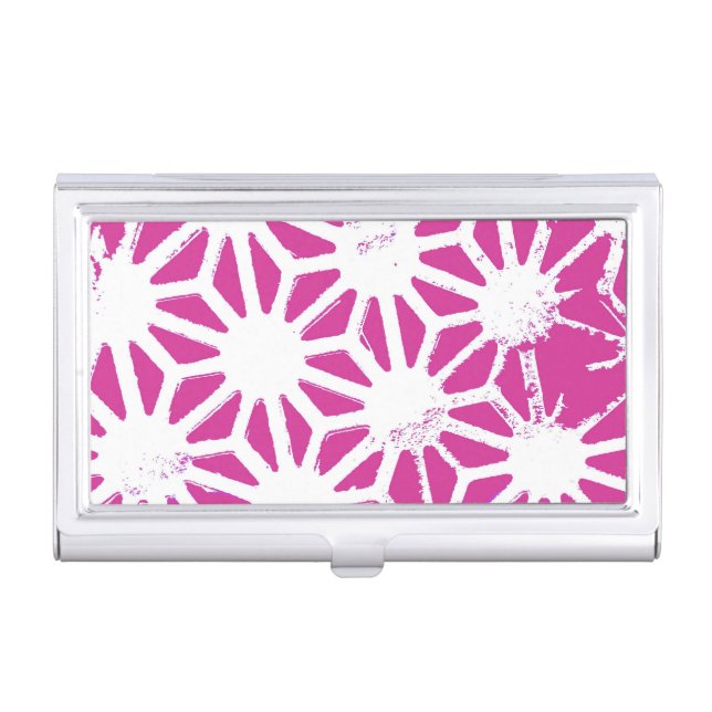 Fuchsia geometric pattern business card case (Front)