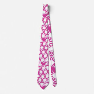 Fuchsia geometric pattern neck tie