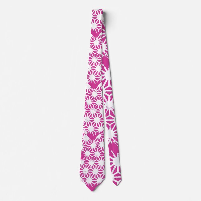Fuchsia geometric pattern neck tie (Front)
