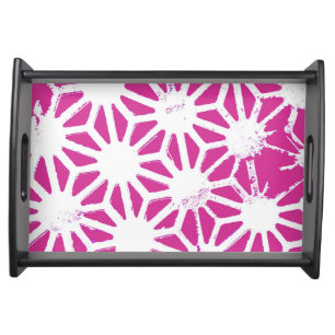 Fuchsia geometric pattern serving tray